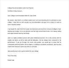 College Admission Recommendation Letter   Sample Letter of     riobrazil blog