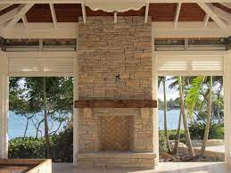 Outdoor Fireplace Wood Mantel