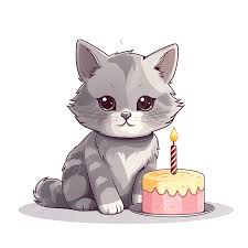 happy birthday cat with a cake cat