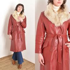 Vintage 1970s Coat 70s Leather Trench