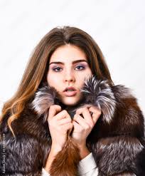 luxury clothes female brown fur coat