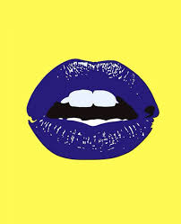 blue lips pop art wallpaper