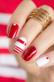 Nail stamps do most of the heavy lifting. Red And White Nails 1 Sonailicious
