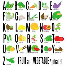 abc fruit and vegetables alphabet and