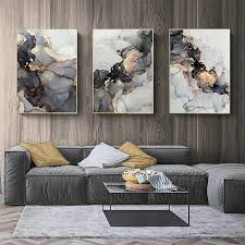 1pc marble gold black canvas poster