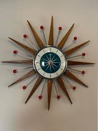 Sunburst Clock Mid Century Modern