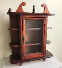 Vintage Curio Cabinet Wood Shelves