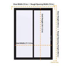 Jeld Wen 72 In X 96 In V 4500 Contemporary Black Finishield Vinyl Right Hand Full Lite Sliding Patio Door W White Interior