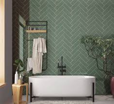 Olive Green Herringbone Acrylic Shower