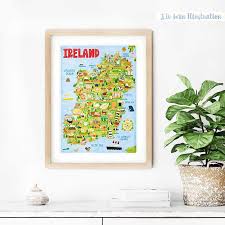 Ireland Map Poster Wall Art