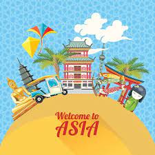 Vector banner with Asia travel theme Clipart Image