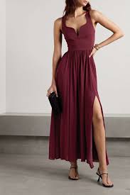 a burgundy dress