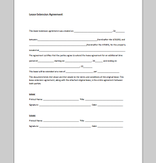 Rental Agreement Extension Form Lease Extension Agreement Form