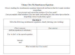 Linear Simultaneous Equations Worksheet