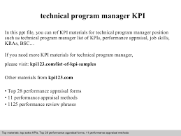 Technical Program Manager Kpi