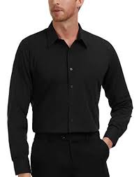 Paul Jones Mens Casual Slim Fit Dress Shirts Black L Frenzystyle