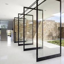 black aluminum glass center pivot doors