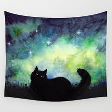 Cat Silhouette Wall Tapestry