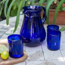 Blue Handcrafted Handblown Recycled