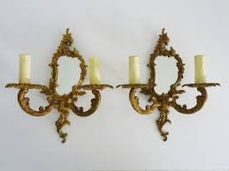 Pair Of Vintage Bronze Wall Lights With