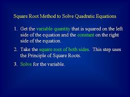 solving quadratic equations square root