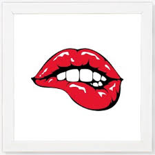 lips art white framed wall hanging