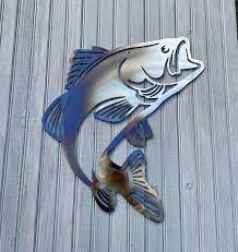 Large Mouth Bass Fish Metal Wall Art