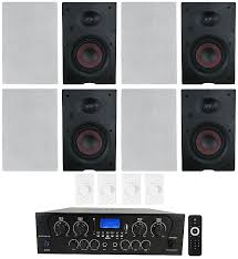 Rockville 4 Room Home Audio Kit Stereo 8 In Wall Speakers Wall Volume Controls