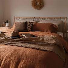 Rust 100 Flax Linen Bedding Set Queen
