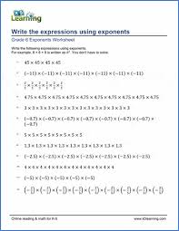 Expressions With Exponents K5 Learning