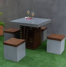 Grey Concrete Square Outdoor Table Set