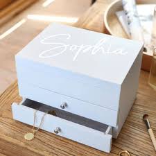 personalised grey jewellery box with