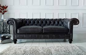 paxton black leather chesterfield