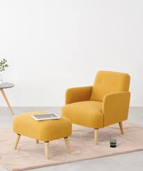 A mix of stationery & swivel dining chairs brings dynamic seating style to your space, with comfort & mobility. Elvi Accent Armchair And Footstool Butter Yellow Made Com
