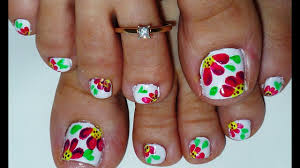 summer flowers toe nail art design