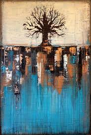 Finesse and elegance of color. Abstract Tree In Teal Landscape Texture Painting Teal And Brown Home Decor Painting By Liz Moran