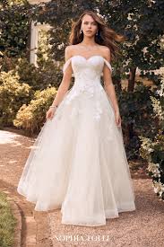 Find more cheap wedding dresses, such as plus size, lace, strapless designer ball gown wedding dresses. Whimsical Floral Lace Ballgown With Off Shoulder Straps Sophia Tolli