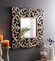 Mango Wood Square Wall Mirror In