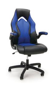 Leather executive chair fc design upholstery color: Ofm Essentials Racing Style Bonded Leather High Back Gaming Chair Blueblack Office Depot