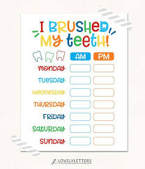 Teeth Brushing Chart Digital I Brushed My Teeth Kids