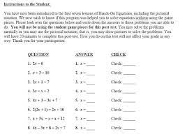 Hands On Equations Pre And Post Tests