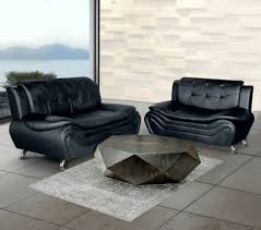 Black Leather Gel 2pc Sofa Loveseat Set