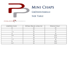 Half Chap Size Chart Parlanti International