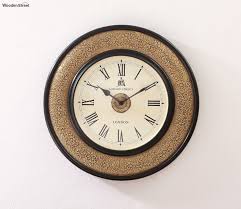 Metal Fitted Wooden Wall Clock