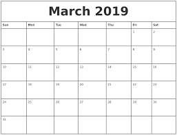 March 2019 Printable Monthly Calendar Print Monthly Calendar