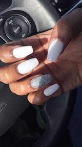 White nail arts appear as runway looks frequently in this season. My Nails Love Them White Whitenails Silver Silver Acrylic Nails White Acrylic Nails White Nails