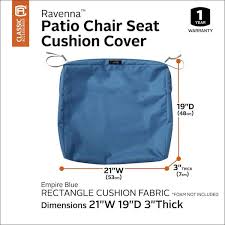 Classic Accessories Ravenna Water Resistant 21 X 19 X 3 Inch Patio Seat Cushion Slip Cover Empire Blue