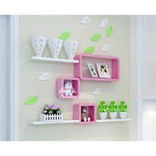 wall storage shelves pink cube wooden