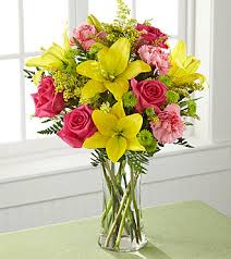 bright and cheerful vase arrangement in