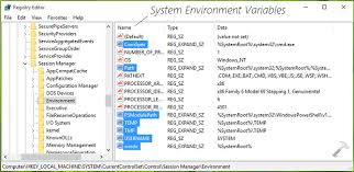 system environment variables in windows 10